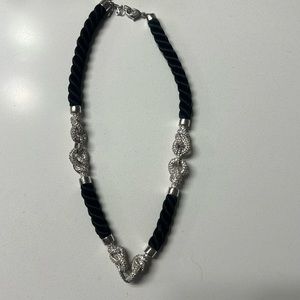 Adjustable black rope sawvorski necklace